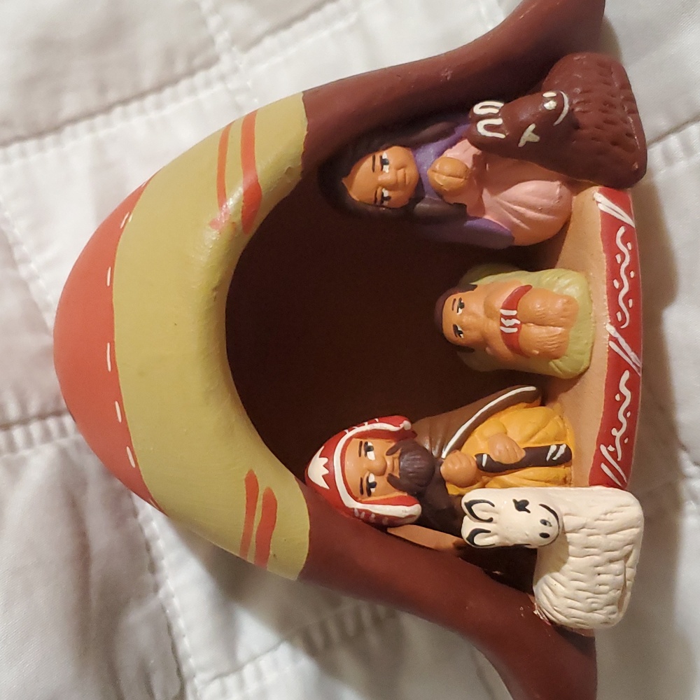 Nativity Peruvian Terra Cotta Clay Christmas Holiday Folk Art